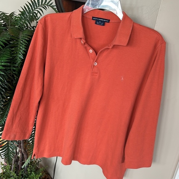 Polo Ralph Lauren Burnt Orange Top 3/4 Sleeves Collared Preppy Embroidered Pony - Picture 8 of 11